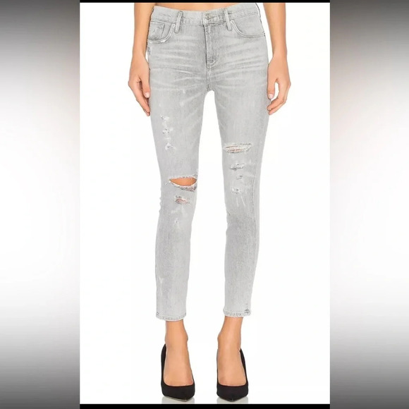 AGOLDE Sophie High Waisted High Rise Crop Gray Ripped Distressed Jeans Size 28 - Picture 1 of 9